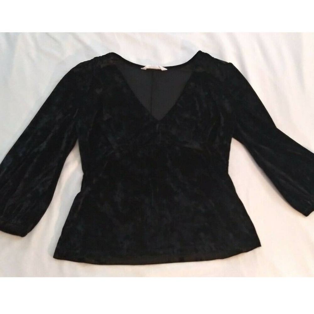 BB Dakota Velvet Babydoll Blouse - Black - Small Top
